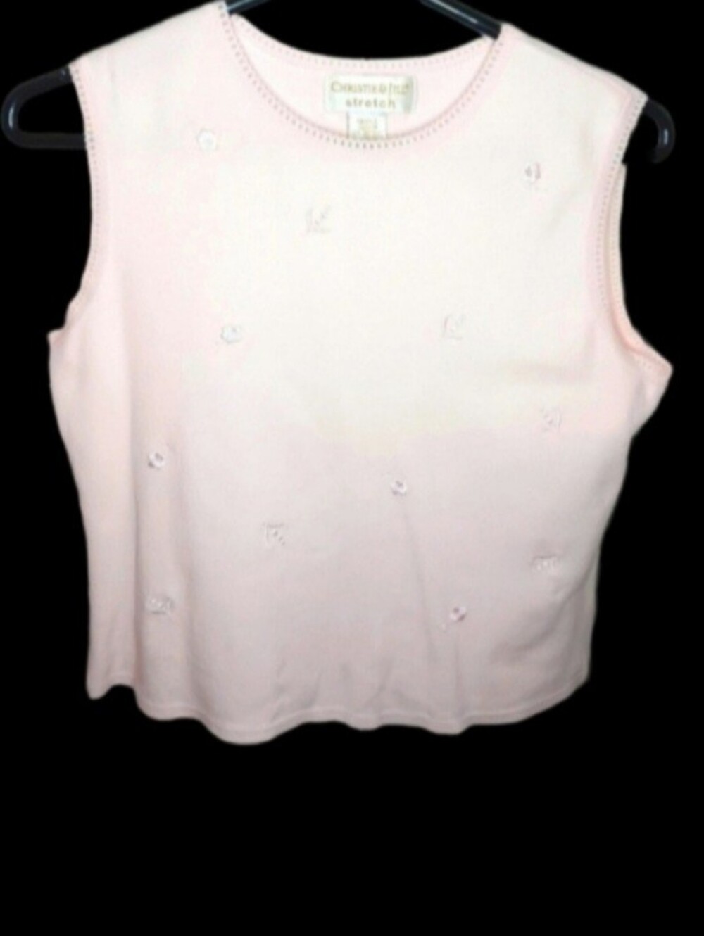 Christie & Jill Stretch Soft Pink Sleeveless Vest Top | EUC | Embroidered